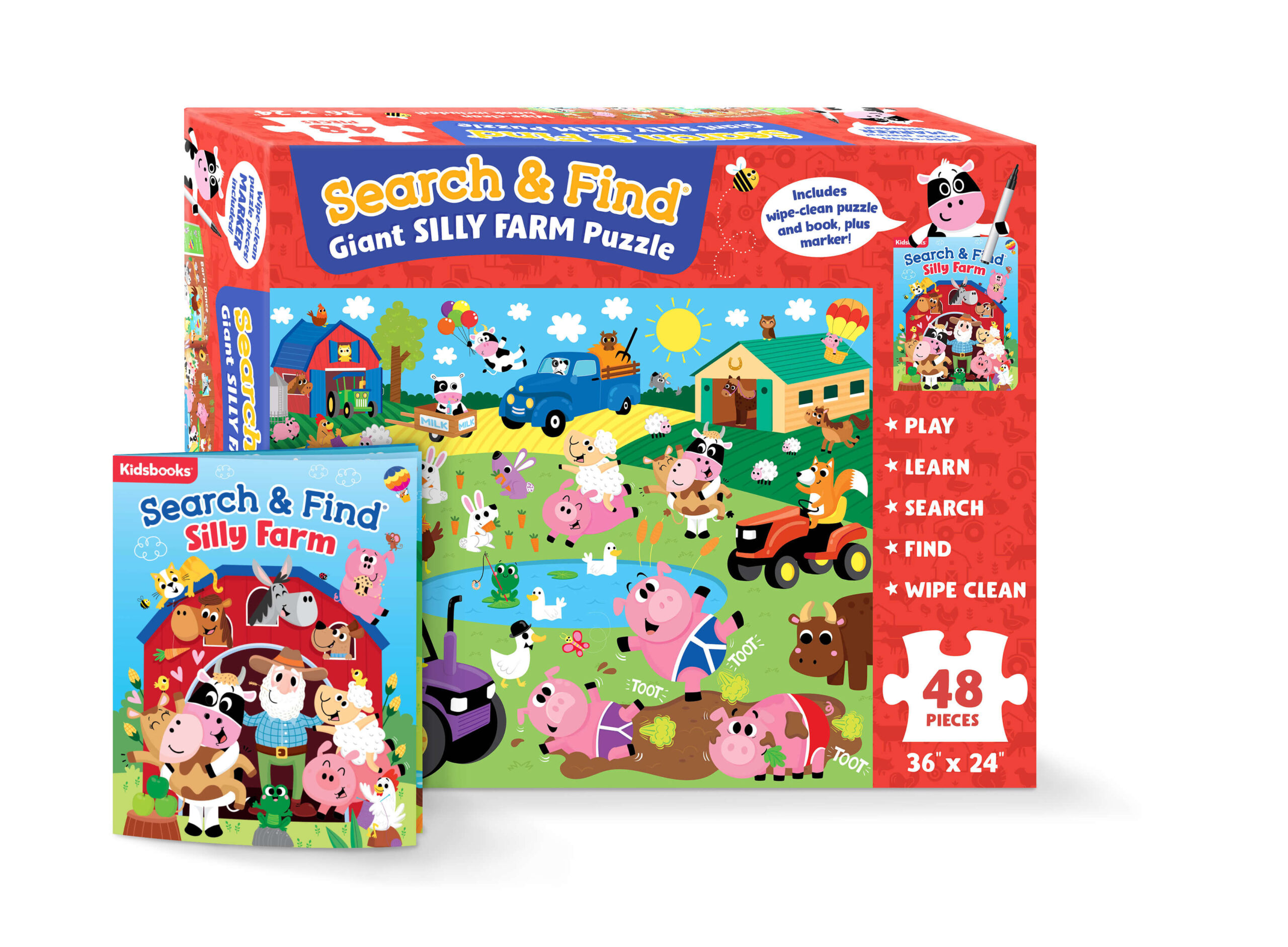 Search & Find Giant Silly Farm Puzzle and Book Set